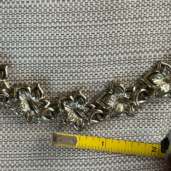 Vintage Coro Choker Necklace Gold Plated Flowers Signed - Picture 4 of 12